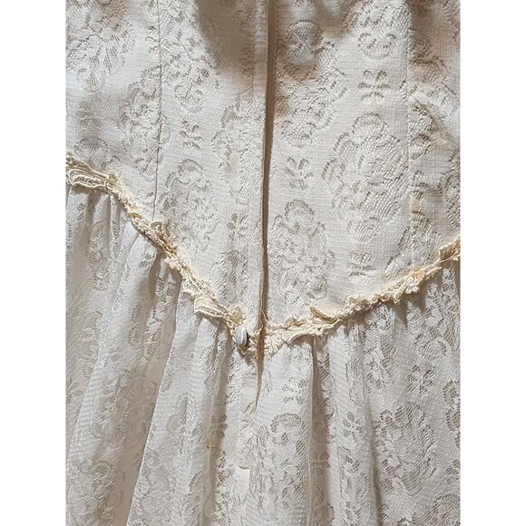 Vintage 60s 70s Victorian Ivory Bridallure Laced Wedding Dress Size 5 With Train - Picture 13 of 15